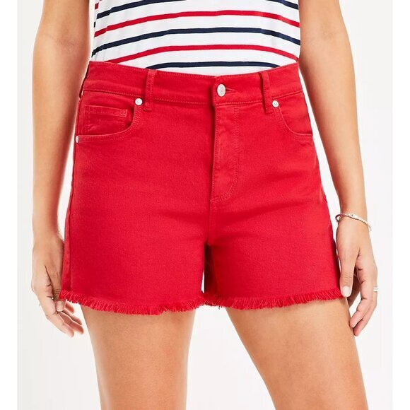 LOFT Frayed Denim Cut Off Shorts - Picture 1 of 7